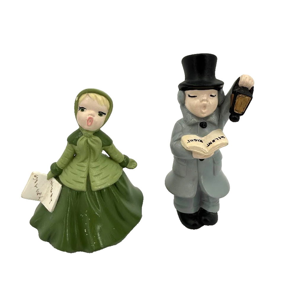Vintage 1969 Holland Christmas Carolers Figurines Man Woman Singing Pair